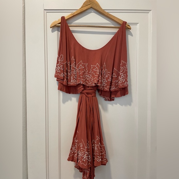 Free People Sylvia Beaded Wrap Dress Size Small - Picture 4 of 6
